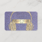 Moderne Koele Paarse Glitter Koptelefoon DJ Visitekaartje (Voorkant)