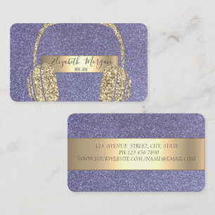 Moderne Koele Paarse Glitter Koptelefoon DJ Visitekaartje