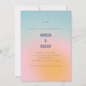 Moderne Koele Pastel Blau Roze Verloving QR Kaart (Voorkant)