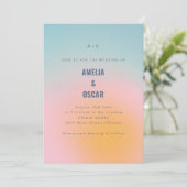 Moderne Koele Pastel Blau Roze Verloving QR Kaart (Staand voorkant)