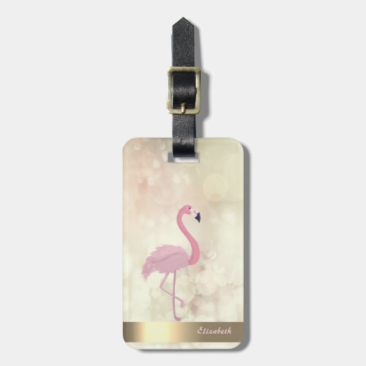 Moderne koele roze flamingo ,Bokeh - Persoonlijk Bagagelabel (Voorkant verticaal)