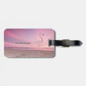 Moderne koele roze flamingo strand zonsondergang bagagelabel (Achterkant horizontaal)