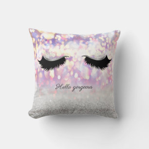 Moderne koele roze zilveren glitter bokeh, nep wim kussen