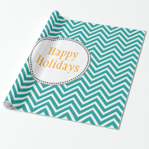 Moderne, koele, trendy turquoise chevron Kerstmis Cadeaupapier