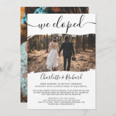 Moderne koele trouwfoto met 'we zijn weggelopen' t aankondiging (Voorkant / Achterkant)