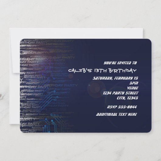 Moderne Koele Verjaardag Tech Typografie Feest Kaart (Voorkant)