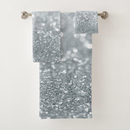 Moderne koele zilveren glitter bokeh bad handdoek (Insitu)