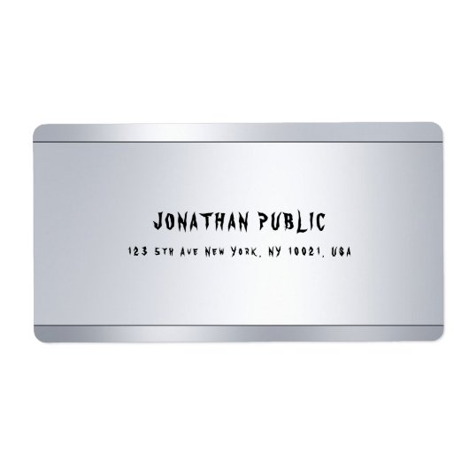 Moderne Koele Zilveren Minimalistische Verzendadre Etiket (Voorkant)