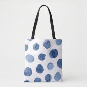 Moderne koele zomer strand blauwe waterverf stippe tote bag (Voorkant)