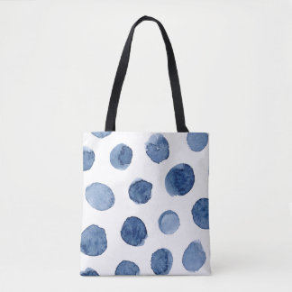 Moderne koele zomer strand blauwe waterverf stippe tote bag