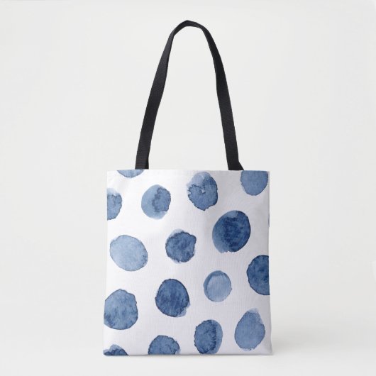 Moderne koele zomer strand blauwe waterverf stippe tote bag (Voorkant)
