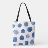 Moderne koele zomer strand blauwe waterverf stippe tote bag (Achterkant)