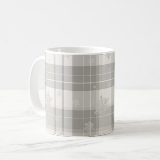Moderne koelgrijze winter geruite mok met subtiele (Voorkant links)