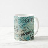 Moderne koffie-art schets blauw koffiemok (Voorkant rechts)
