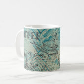 Moderne koffie-art schets blauw koffiemok (Voorkant links)