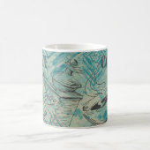 Moderne koffie-art schets blauw koffiemok (Center)