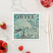 Moderne koffie-art schets blauw servet (Insitu)
