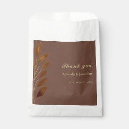 Moderne Koffie Bruin en Gouden Blad Bruiloft Favor Bedankzakje