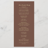 Moderne Koffie Bruin en Gouden Blad Huwelijksprogr Programmakaart (Achterkant)