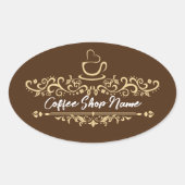 Moderne Koffie café winkel welkom Personaliseer na Ovale Sticker (Voorkant)