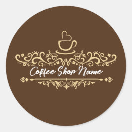 Moderne Koffie café winkel welkom Personaliseer na Ronde Sticker