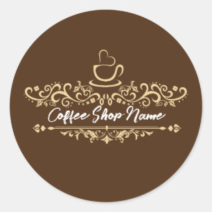 Moderne Koffie café winkel welkom Personaliseer na Ronde Sticker