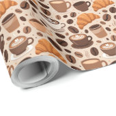 Moderne koffie esthetisch patroon cadeaupapier (Rol Hoek)