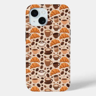Moderne koffie esthetisch patroon iPhone 15 case