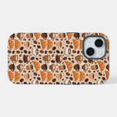 Moderne koffie esthetisch patroon iPhone 15 case (Achterkant horizontaal)