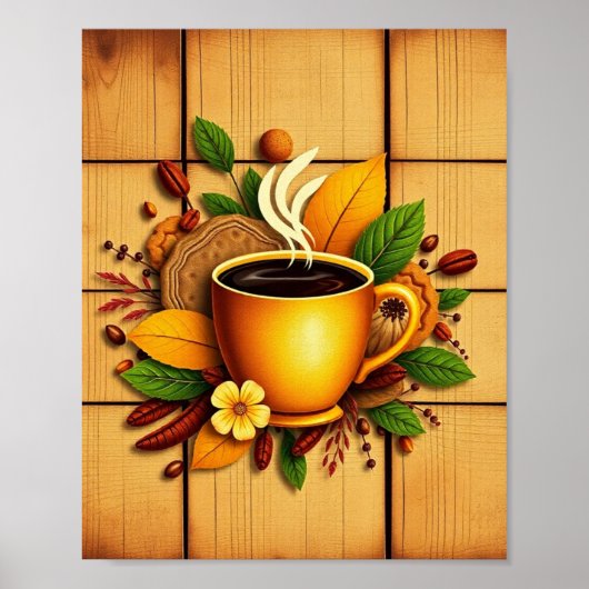 Moderne koffie-illustratie poster (Voorkant)