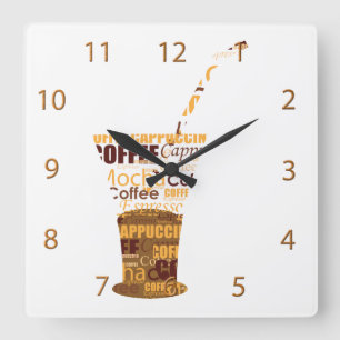 Moderne koffie-illustratie vierkante klok