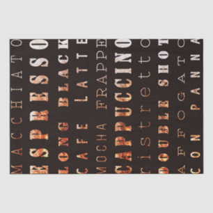 Moderne koffie-types Typografie Brown Tissuepapier