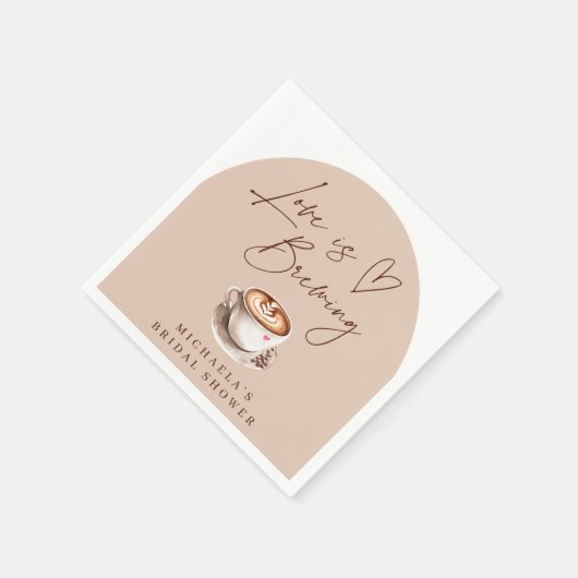 Moderne koffieliefde is bruiloft hart bruidsfeest servet (Hoek)