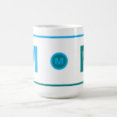 Moderne koffiemok met monogram en initiaal (blauw, (Center)