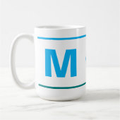 Moderne koffiemok met monogram en initiaal (blauw, (Links)