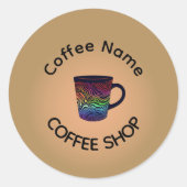 Moderne Koffiewinkel Café Tea Bar Custom Barista Ronde Sticker (Voorkant)