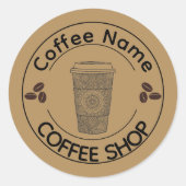 Moderne Koffiewinkel Café Tea Bar Custom Barista Ronde Sticker (Voorkant)