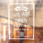 Moderne koffiewinkelbord met QR-code vensterklarin Raamsticker (Vel 2)