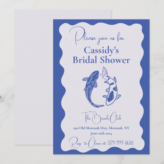 Moderne Koi Vis Bruids Douche Uitnodiging (Voorkant / Achterkant)