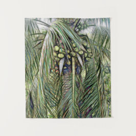 Moderne kokospalm tropische groenblijvende planten wandkleed