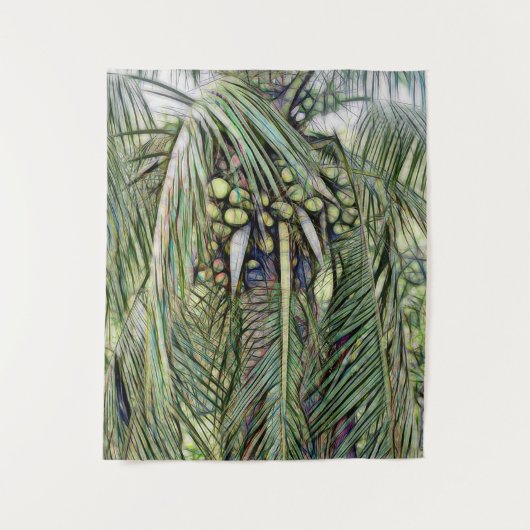 Moderne Kokospalm Tropische Groenvoorziening   Wandkleed (Voorkant)