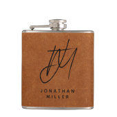 Moderne kolf van Trendy Monogram Sable Brown Leath Heupfles (Voorkant)