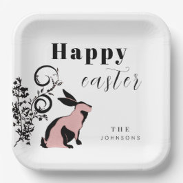 Moderne Konijn Happy Pasen Persoonlijk Papieren Bordje