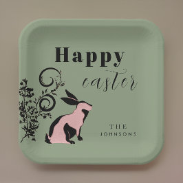 Moderne Konijn Happy Pasen Persoonlijk Papieren Bordje