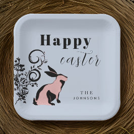 Moderne Konijn Happy Pasen Persoonlijk Papieren Bordje