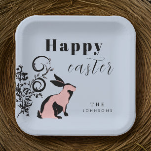 Moderne Konijn Happy Pasen Persoonlijk Papieren Bordje