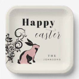 Moderne Konijn Happy Pasen Persoonlijk Papieren Bordje