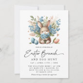 Moderne konijn lente bloemenpaas brunch kaart (Voorkant)