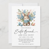 Moderne konijn lente bloemenpaas brunch kaart (Voorkant)
