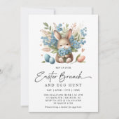 Moderne konijn lente bloemenpaas brunch kaart (Voorkant)
